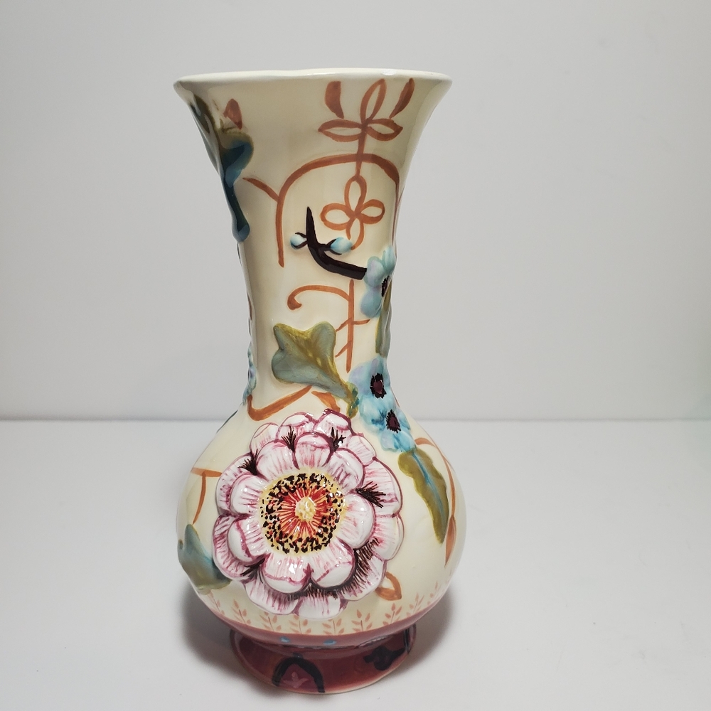 TRACY PORTER Hand Painted Floral Bud Vase